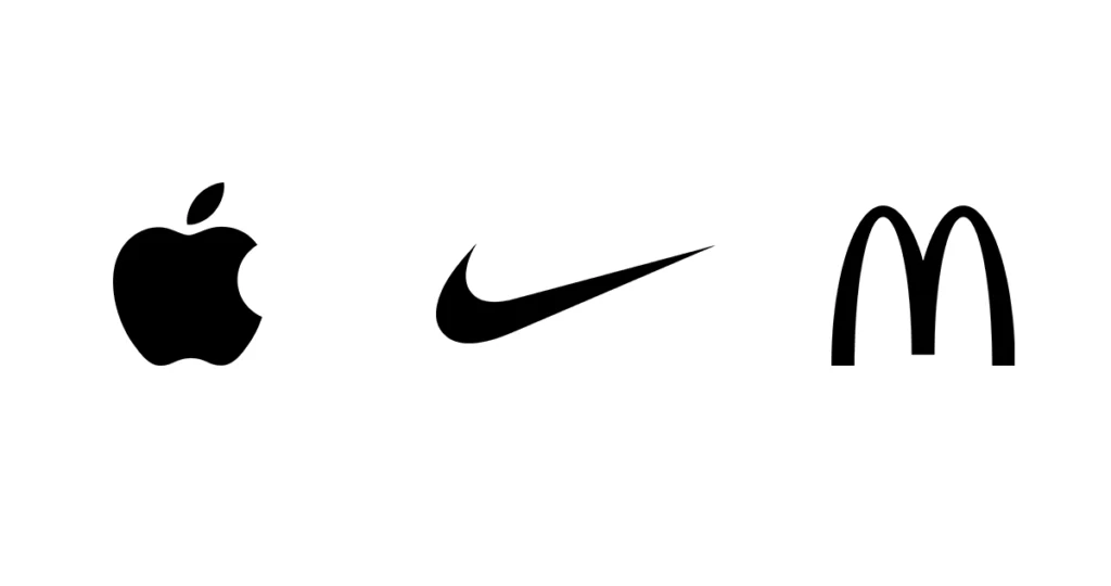 The Apple, Nike and McDonalds logo all shown in black